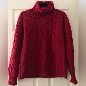 Inis Crafts 100% Merino Wool Turtleneck Sweater Red Size M